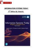 Information Systems Today Test Bank 9th Edition &lpar;ISBN&colon; 978-1292438115&rpar; &ndash; Joseph Valacich &vert; Complete Questions & Answers