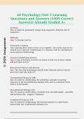 AP Psychology Unit 5 Learning  Questions and Answers &lpar;100&percnt; Correct  Answers&rpar; Already Graded A&plus; 