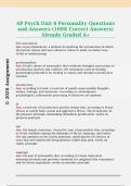 AP Psych Unit 6 Personality Questions  and Answers &lpar;100&percnt; Correct Answers&rpar;  Already Graded A&plus; 