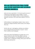 EPA 608 CERTIFICATION FINAL PAPER 2026 SOLVED QUESTIONS AND ACCURATE ANSWERS GRADED A&plus;
