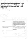 Massachusetts Plumbers Journeyman Exam Questions and Answers &lpar;Verified Answers&rpar; Updated &lpar;Actual Exam&rpar; 20252026 LATEST VERSION&excl;&excl;