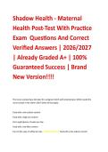 Shadow Health - Maternal  Health Post-Test With Practice  Exam  Questions And Correct  Verified Answers &vert; 2026&sol;2027  &vert; Already Graded A&plus; &vert; 100&percnt;  Guaranteed Success &vert; Brand  New Version&excl;&excl;&excl;&excl;