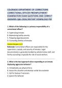 Colorado Department of Corrections Correctional Officer Preemployment Examination&colon; Questions & Answers