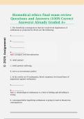 Biomedical ethics final exam review  Questions and Answers &lpar;100&percnt; Correct  Answers&rpar; Already Graded A&plus;