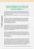 Clinical Judgement Questions and  Answers &lpar;100&percnt; Correct Answers&rpar;  Already Graded A&plus; 