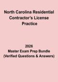 North Carolina Residential Contractor&rsquo;s License Practice Exam Questions & Answers PDF &vert; NC Contractor Test Prep