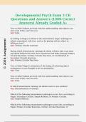 Developmental Psych Exam 3 CH  Questions and Answers &lpar;100&percnt; Correct  Answers&rpar; Already Graded A&plus; 