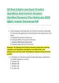 DE Real Estate Law Exam Practice  Questions And Correct Answers  &lpar;Verified Answers&rpar; Plus Rationale 2026  Q&A&vert; Instant Download Pdf  