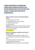 Florida Department of Corrections Correctional Probation Officer State Certification Exam&colon; Questions & Answers