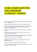 CCMA EXAM QUESTION AND ANSWERS&vert; ALRREADY PASSED