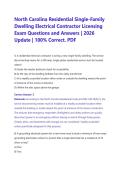 North Carolina Residential Single-Family Dwelling Electrical Contractor Licensing Exam Questions and Answers &vert; 2026 Update &vert; 100&percnt; Correct&period; PDF