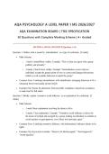 AQA PSYCHOLOGY A LEVEL PAPER 1 ACTUAL EXAM 2026&sol;2027 &vert; 7182 Specification &vert; 50 Questions with Complete Marking Scheme &vert; Pass Guaranteed - A&plus; Graded