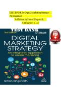 Test Bank for Digital Marketing Strategy&colon; An Integrated Approach to Online Marketing&comma; 3rd Edition by Simon Kingsnorth