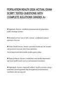 POPULATION HEALTH 2026 ACTUAL EXAM SCRIPT TESTED QUESTIONS WITH COMPLETE SOLUTIONS GRADED A&plus;