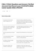 CQM-C EXAM Questions and Answers &lpar;Verified Answers&rpar; Most Recent exam COMPLETE &lpar;2026&rpar; &lpar;Latest Update 2026&rpar; UPDATE&excl;&excl;
