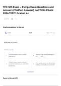 TPC 305 Exam &ndash; Pumps Exam Questions and Answers &lpar;Verified Answers&rpar; &vert;&vert;ACTUAL EXAM 2026 TEST&excl;&excl; Graded A&plus;