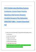 NYC Prefabricated Building Systems Contractor License Exam Practice Questions And Correct Answers &lpar;Verified Answers&rpar; Plus Rationales 2026&sol;2027 Q&A &vert; Instant Download Pdf