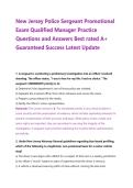 New Jersey Police Sergeant Promotional Exam Qualified Manager Practice Questions and Answers Best rated A&plus; Guaranteed Success Latest Update