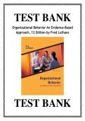 TEST BANK Organizational Behavior An Evidence-Based  Approach&comma; 12 Edition by Fred Luthans