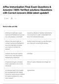 APha Immunization Final Exam Questions & Answers &vert; 100&percnt; Verified solutions &vert;Questions with Correct Answers 2026 latest update&excl;&excl; 