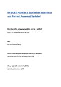 NC BLET HazMat & Explosives Questions and Correct Answers&vert; Updated