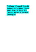 Test Bank &ndash; Campbell Essential Biology with Physiology &lpar;Simon&comma;Dickey&comma; Reece & Hogan&comma; 7th  Edition&rpar; &vert; Revised &  Verified&comma; All Chapters
