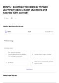  BIOD 171 Essential Microbiology Portage Learning Module 3 Exam Questions and Answers 100&percnt; correct&excl;&excl;