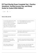PCT test &lpar;Davita&rpar; Exam Complete Test &comma; Practice Questions&comma; Verified Answer Key&comma; and Study Guide for &lpar;Latest 2026 Edition&rpar;