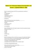 Patient Care Technician National Test Questions and answers &vert; Updated RATED A&plus; 2026