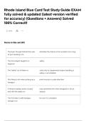 Rhode Island Blue Card Test Study Guide EXAM fully solved & updated &lpar;latest version verified for accuracy&rpar; &lpar;Questions &plus; Answers&rpar; Solved 100&percnt; Correct&excl;&excl;