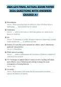 ABA 624 FINAL ACTUAL EXAM PAPER 2026 QUESTIONS WITH ANSWERS GRADED A&plus;