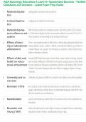 AQA Sociology Education A Level A&plus; Guaranteed Success - Verified Questions and Answers - Latest Exam Prep Guide