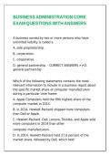 BUSINESS ADMINISTRATION CORE EXAM QUESTIONS WITH ANSWERS