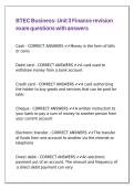 BTEC Business- Unit 3 Finance revision exam questions with answers