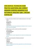 OHIO BIOFUEL TECHNICIAN EXAM PRACTICE QUESTIONS AND CORRECT ANSWERS &lpar;VERIFIED ANSWERS&rpar; PLUS RATIONALES 2026&sol;2027 Q&A &vert; INSTANT DOWNLOAD