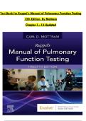 Test Bank for Ruppel&rsquo;s Manual of Pulmonary Function Testing 12th Edition&comma; By Mottram Chapter 1 - 13 Updated