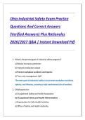 Ohio Industrial Safety Exam Practice Questions And Correct Answers &lpar;Verified Answers&rpar; Plus Rationales 2026&vert;2027 Q&A &vert; Instant Download Pdf