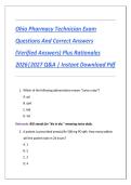 Ohio Pharmacy Technician Exam Questions And Correct Answers &lpar;Verified Answers&rpar; Plus Rationales 2026&vert;2027 Q&A &vert; Instant Download Pdf