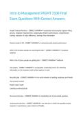Intro to Management MGMT 2100 Final Exam Questions With Correct Answers 