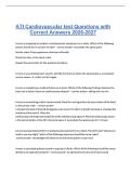 ATI Cardiovascular test Questions with Correct Answers 2026-2027