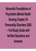 Varcarolis Foundations of Psychiatric-Mental Health Nursing Chapter 24 &ndash; Personality Disorders Study Guide & Practice Questions 2026