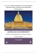 Test bank for American Government&colon; Political Development and Institutional Change 11th Edition with test questions and answers graded A&plus;