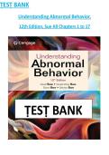 Test Bank &ndash; Understanding Abnormal Behavior 12th Edition by Sue All Chapters 1&ndash;17 &ndash; Graded A&plus; Verified Solutions Guaranteed Pass