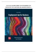 Test bank for Employment Law for Business 10th Edition with test questions and answers graded A&plus;