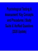 Psychological Testing & Assessment &ndash; Key Concepts and Procedures Study Guide & Verified Questions 2026