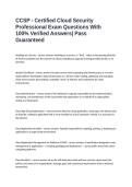 CCSP - Certified Cloud Security Professional Exam Questions With 100&percnt; Verified Answers&vert; Pass Guaranteed