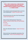 PSPO 1&comma; PSPO 2 EXAM ACTUAL COMPLETE REAL  VERIFIED EXAM QUESTIONS AND CORRECT  ANSWERS &lpar;VERIFIED ANSWERS&rpar; ALREADY GRADED  A&plus; &sol; NEWEST EXAM&excl;&excl;&excl; 