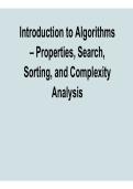 Introduction to Algorithms &ndash; Properties&comma; Search&comma; Sorting&comma; and Complexity Analysis 2026