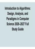 Introduction to Algorithms &ndash; Design&comma; Analysis&comma; and Paradigms in Computer Science Full Study 2026&ndash;2027
