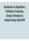 Introduction to Algorithms &ndash; Definitions&comma; Properties&comma; Design Techniques & Analysis Study Guide PDF 2026